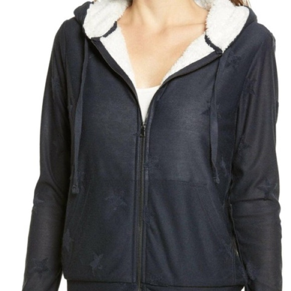 Boboau Navy Blue Zip Up Jacket with Stars
